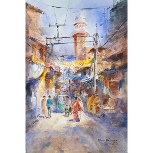 Abbas Kamangar, 15 x 22 Inch, Watercolor on Paper, Citycape Painting, AC-AK-019